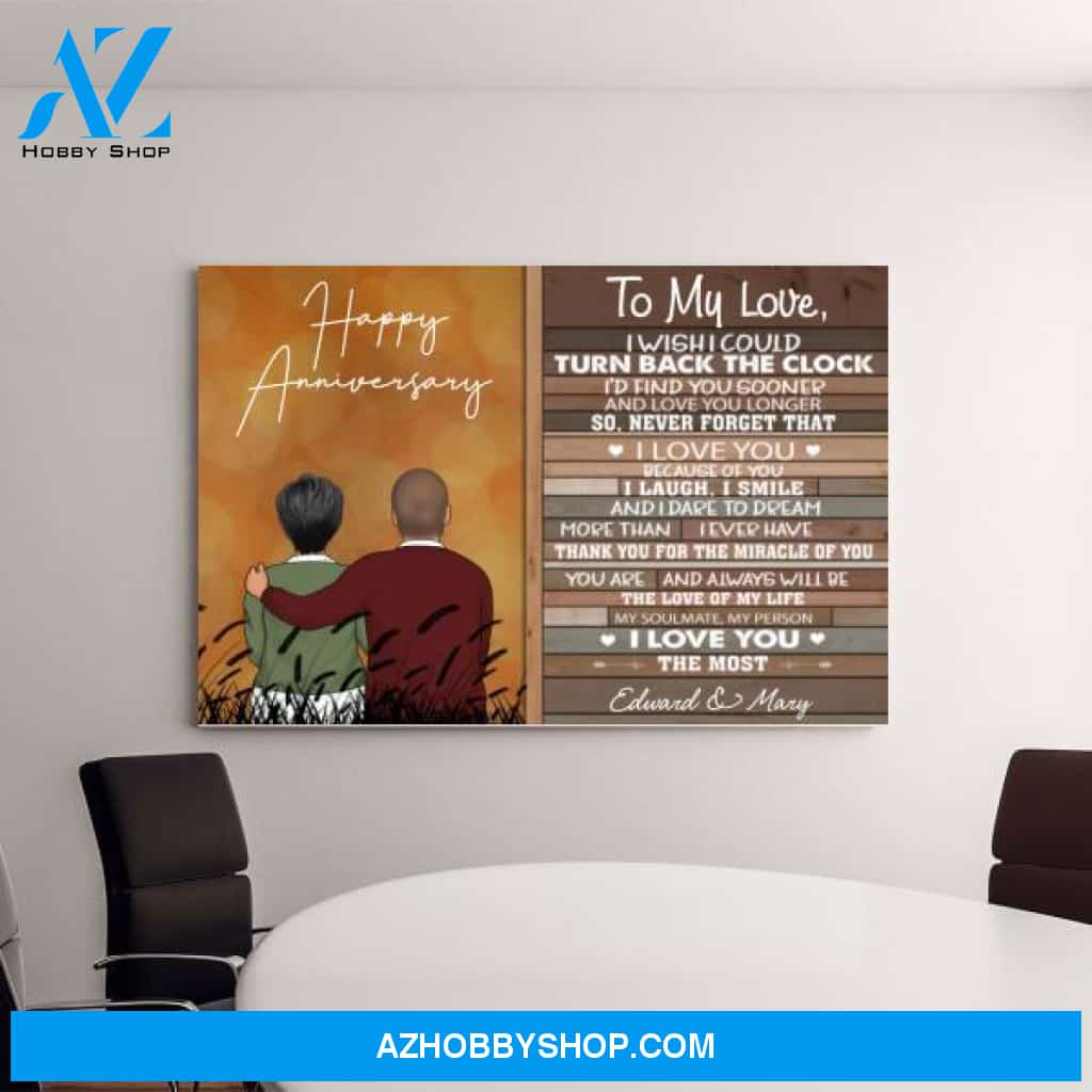 Personalized Canvas, To My Love Old Couple Sitting, Anniversary Gift, Gift for Couple, Parent