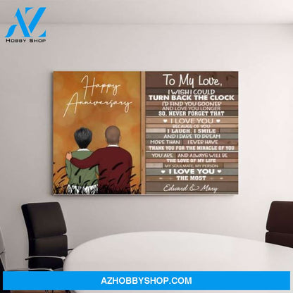 Personalized Canvas, To My Love Old Couple Sitting, Anniversary Gift, Gift for Couple, Parent