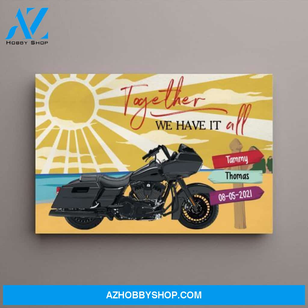 Personalized Canvas, Together We Have It All, Gifts for Biker Couple