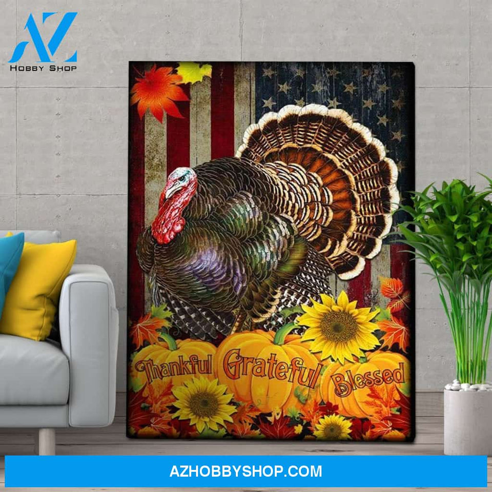 Personalized Canvas Turkey Thanksgiving America Wall Art For Christmas Gift Canvas Wall Art