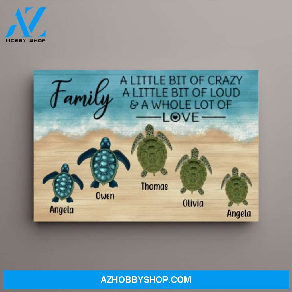 Personalized Canvas, Turtle Family On The Sea, Gifts for Sea Turtle Lovers
