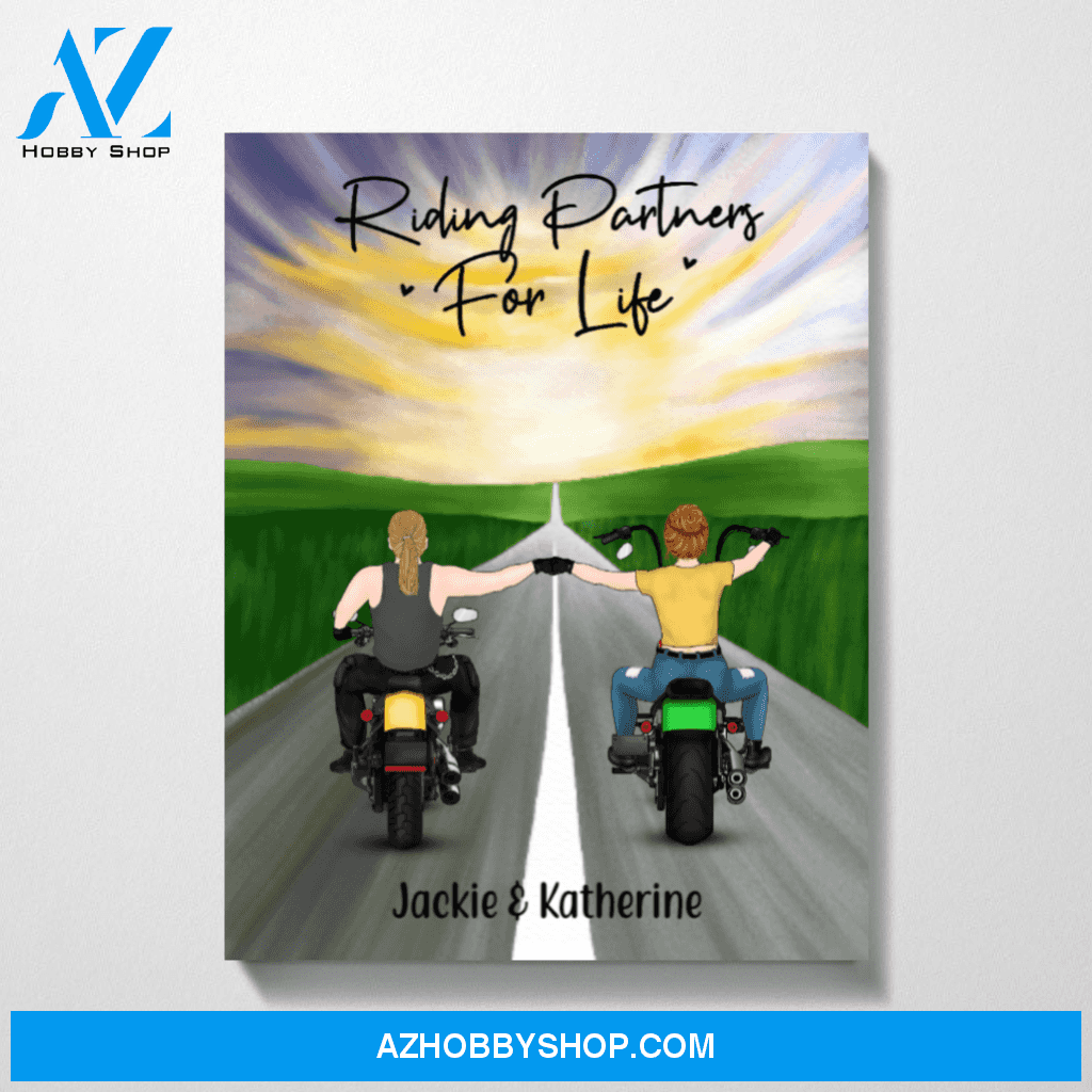 Personalized Canvas, Two Bikers, Custom Gift for Motorcycle Lovers
