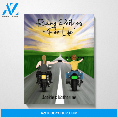 Personalized Canvas, Two Bikers, Custom Gift for Motorcycle Lovers