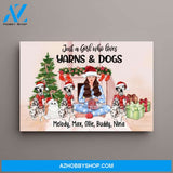 Personalized Canvas, Up To 4 Pets, Just A Girl Who Loves Yarns And Her Pets, Christmas Gift For Yarn Lovers, Dog Lovers, Cat Lovers