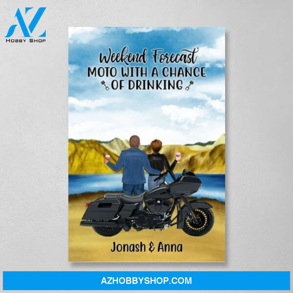 Personalized Canvas, Weekend Forecast Motorcyle With A Chance Of Drinking, Gift For Motorcycle Lovers