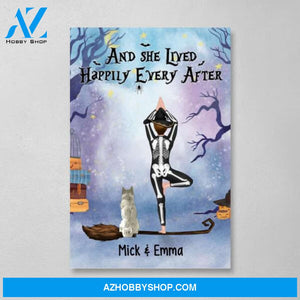 Personalized Canvas, Yoga Witch and Dogs, Halloween Gifts, Gift for Yoga and Dog Lovers