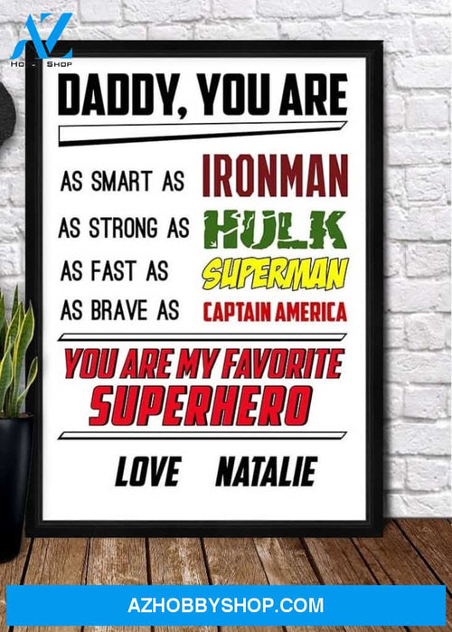 Personalized Canvasm, DAD MY SUPERHERO Canvas And Poster, Wall Decor Visual Art, Gift Father's Day