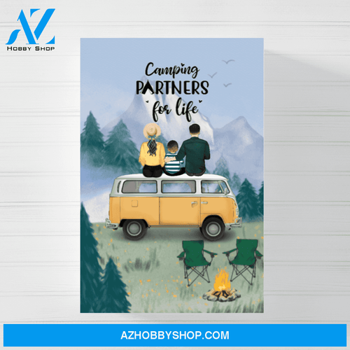 Personalized Canvas/Poster, Camping Family Sitting On The Car's Roof, Custom Gift for Camping Lovers