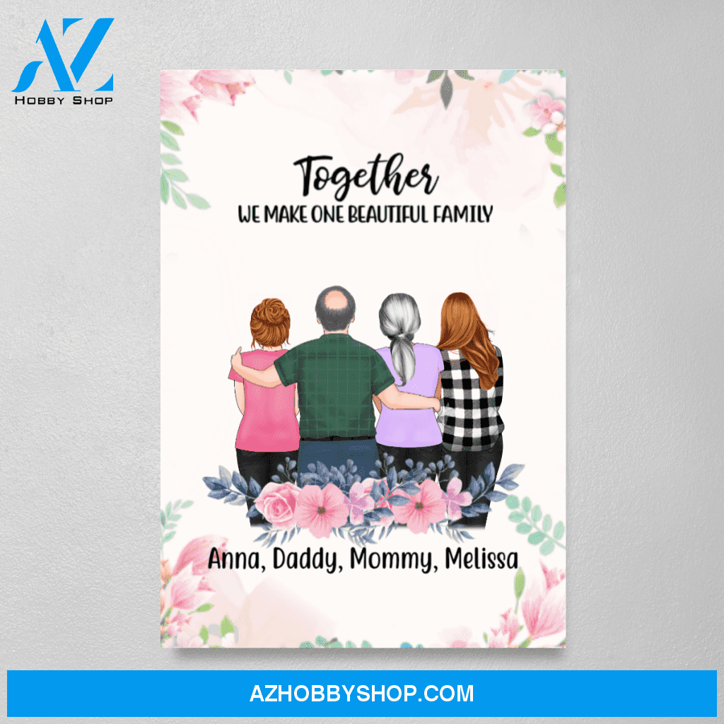 Personalized Canvas/Poster, Father, Mother and Daughters, Custom Family Gifts For Mom, Dad