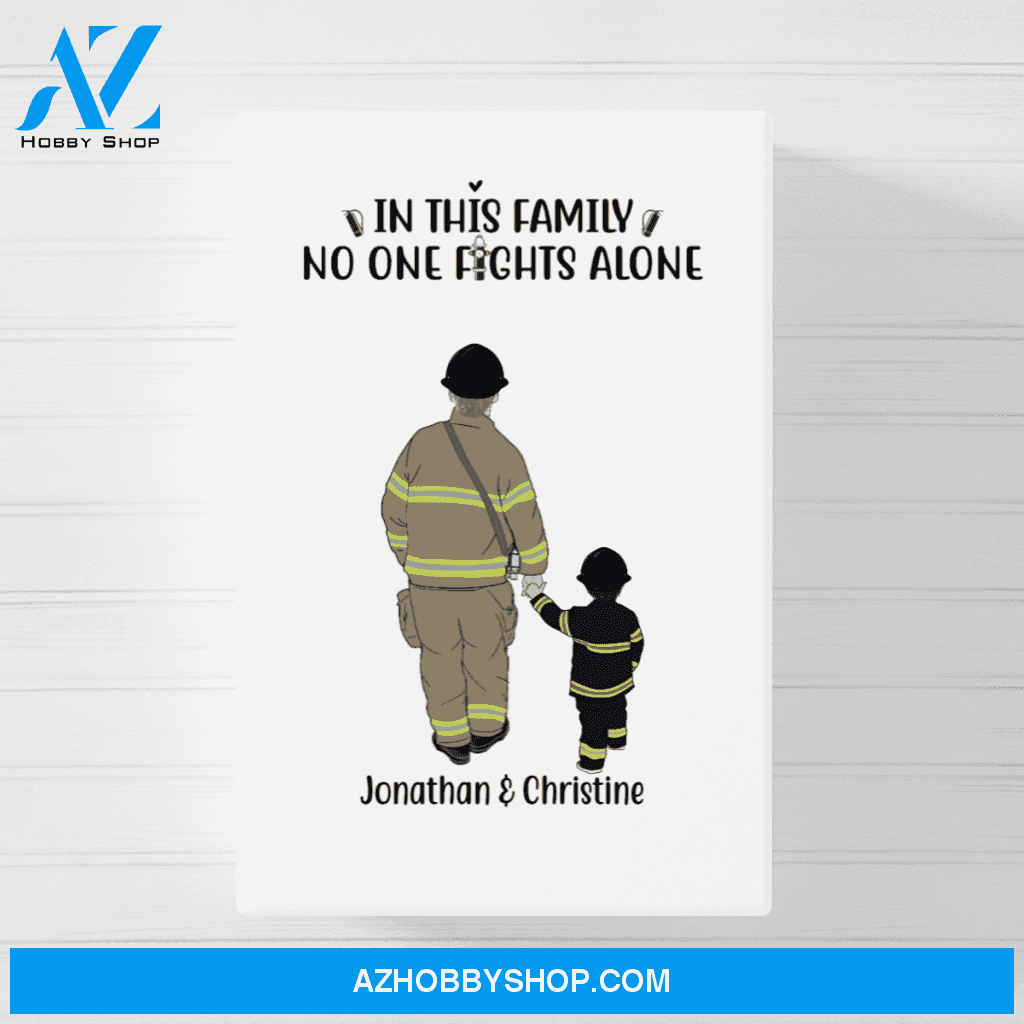 Personalized Canvas/Poster, Firefighter Parents and Kids, Custom Gift for Firefighter Father Mother