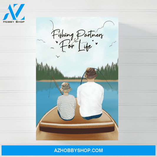 Personalized Canvas/Poster, Fishing Partners On Boat, Gift for Fishing Lovers