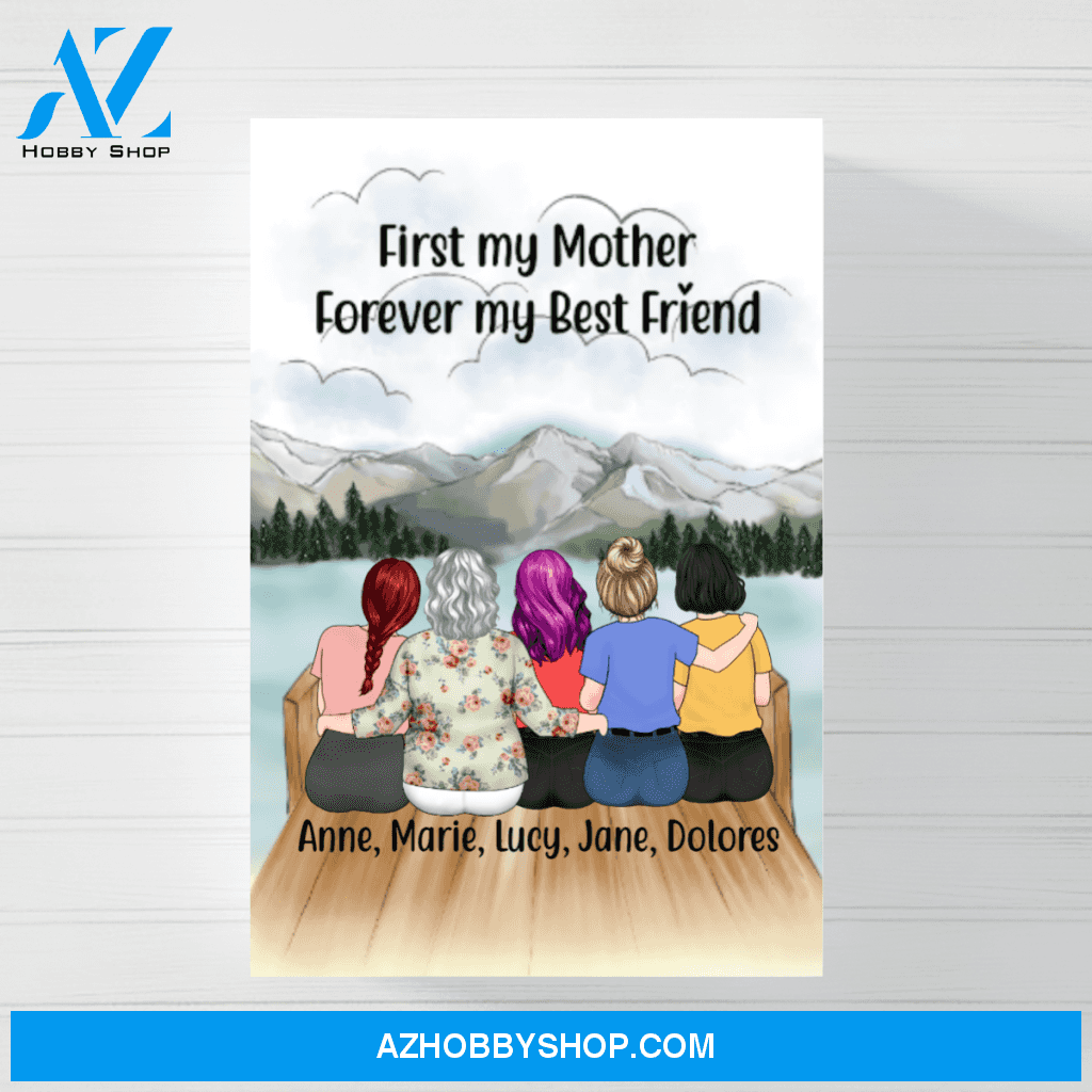 Personalized Canvas/Poster, Mother and Daughters, Custom Gift for Mother's Day