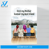 Personalized Canvas/Poster, Mother and Daughters, Custom Gift for Mother's Day