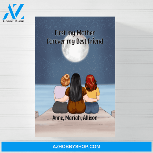 Personalized Canvas/Poster, Mother with Daughters, Custom Gift for Mother's Day