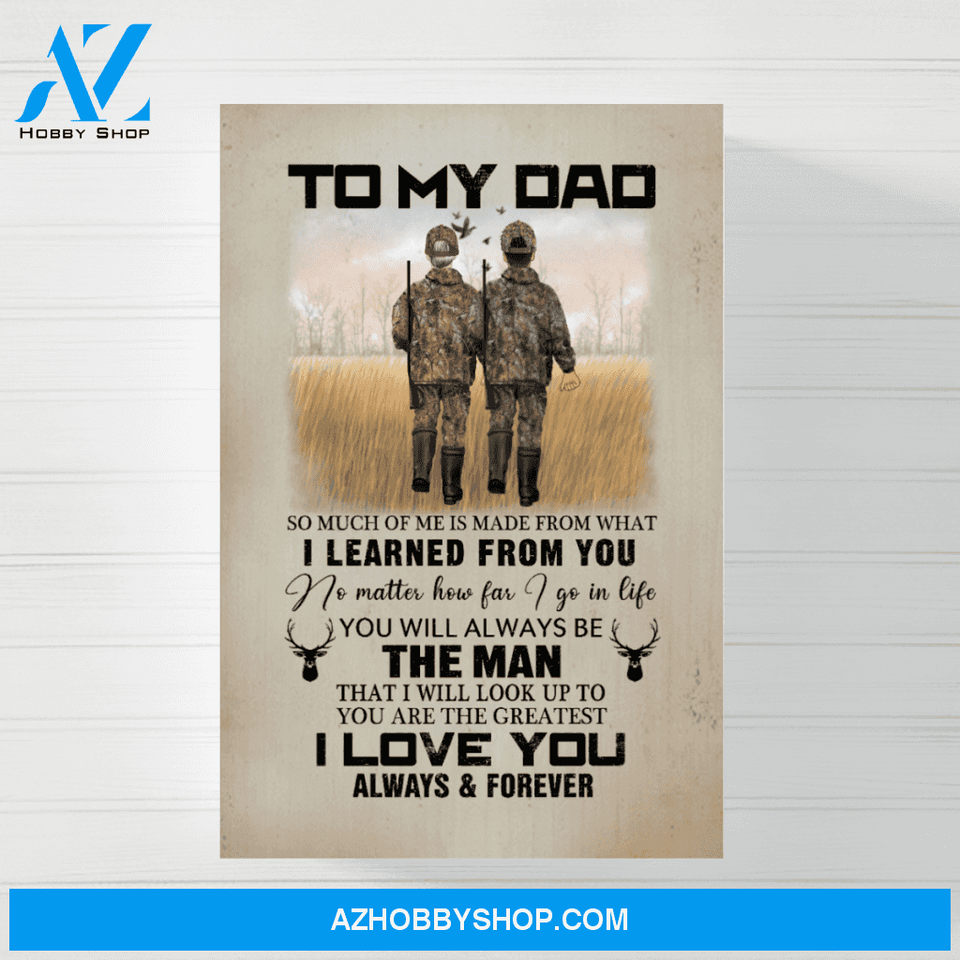 Personalized Canvas/Poster, To My Dad, Hunting Dad and Son, Custom Gift for Father's Day