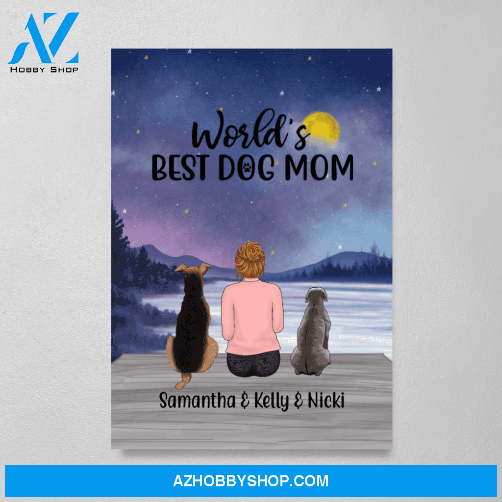 Personalized Canvas/Poster, Woman and Dogs, Custom Gift for Mother's Day