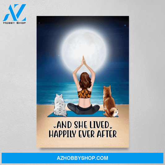 Personalized Canvas/Poster, Yoga Woman with Dogs, Gift for Dog Lovers and Yoga Lovers