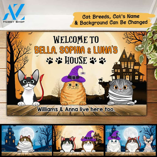 Personalized Cat Breed & Name, Custom Doormat Cat Halloween, Welcome To Cat's House, Cat Lovers, M0402, DO99