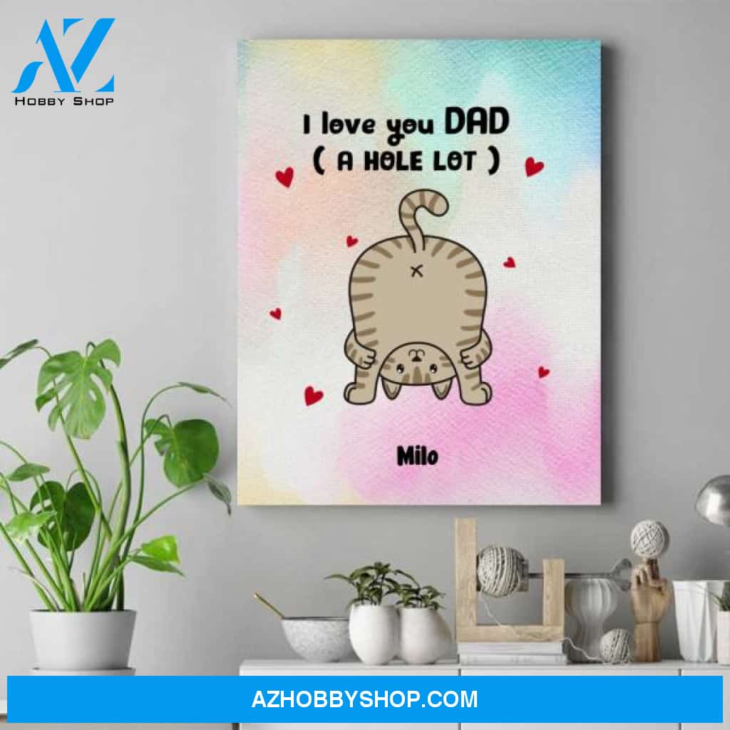 Personalized Cat Dad Canvas - Presents For Cat Lovers - Up To 6 Cats