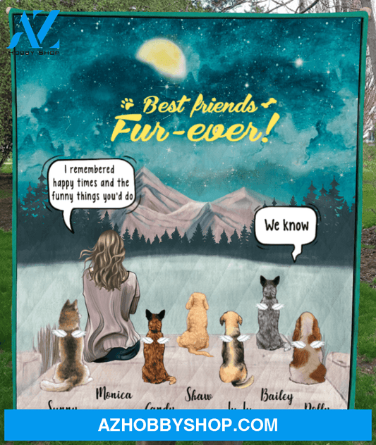 Personalized cat, dog memorial gift idea for cat dog owners, cat dog mom - Mom & 6 Pets memorial quilt blanket - Best Friends Fur - ever