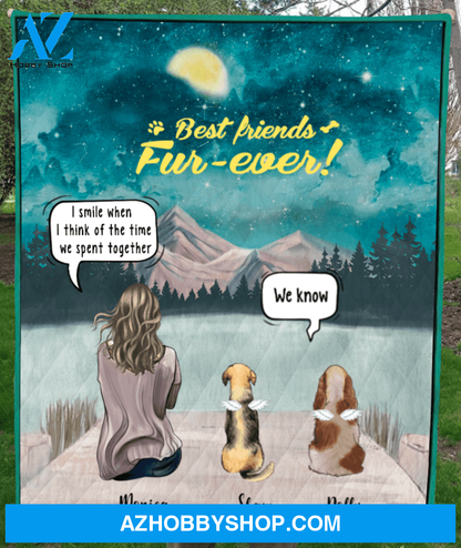 Personalized cat, dog memorial gift idea for cat dog owners, cat dog mom - Mom & 2 Pets memorial quilt blanket - Best Friends Fur - ever