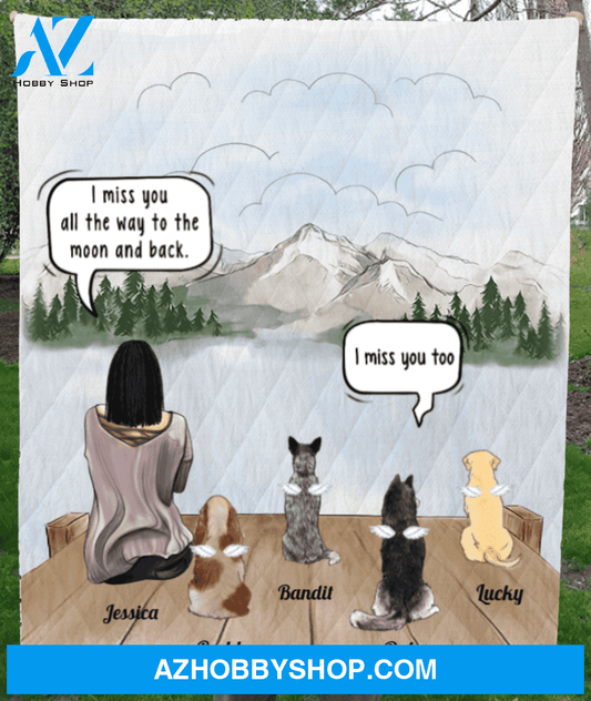 Personalized cat, dog memorial gift idea for cat dog owners, cat dog mom - Mom & Upto 5 Pets memorial quilt blanket - I smile when I think of the time we spent together