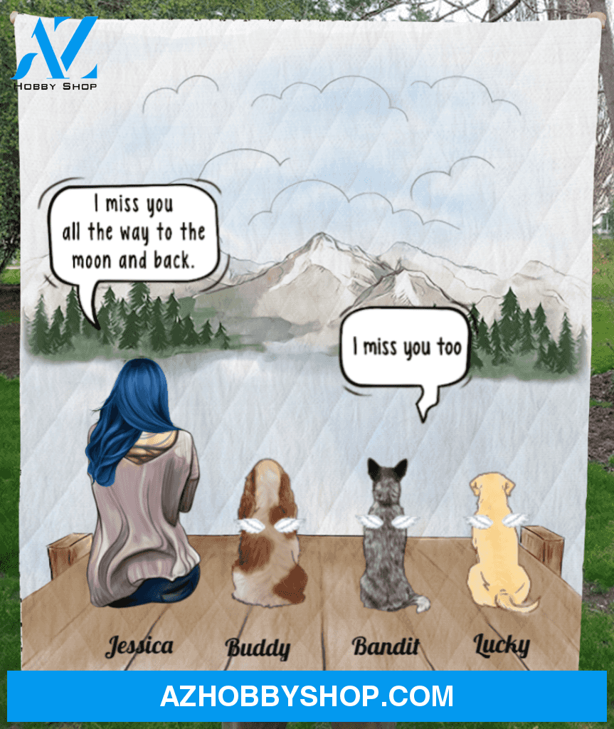 Personalized cat, dog memorial gift idea for cat dog owners, cat dog mom - Mom & 3 Pets memorial quilt blanket - I smile when I think of the time we spent together