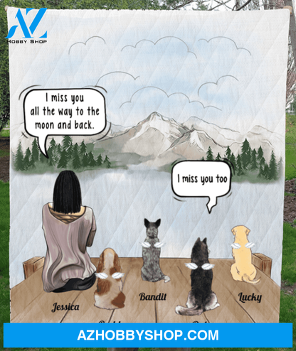 Personalized cat, dog memorial gift idea for cat dog owners, cat dog mom - Mom & 4 Pets memorial quilt blanket - I smile when I think of the time we spent together