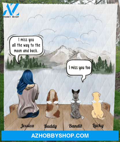 Personalized cat, dog memorial gift idea for cat dog owners, cat dog mom - Mom & 3 Pets memorial quilt blanket - I smile when I think of the time we spent together
