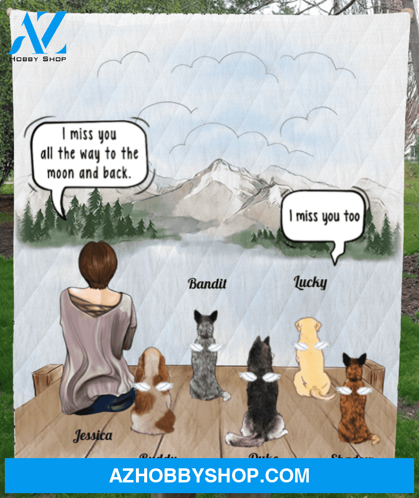 Personalized cat, dog memorial gift idea for cat dog owners, cat dog mom - Mom & Upto 5 Pets memorial quilt blanket - No matter where you go, you will always be in my heart