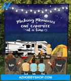 Personalized cat, dog & owner blanket gift idea for the whole family - Parents, 4 Kids & 2 Pets night beach camping quilt blanket