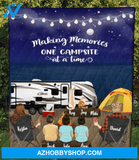 Personalized cat, dog & owners blanket gift idea for the whole family - Parents, 3 Kids & 3 Pets night beach camping quilt