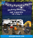 Personalized cat, dog & owners camping blanket gift idea for the whole family, cat dog lovers - 4 Pets & Couple Night Beach Camping Quilt V5