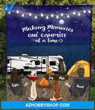 Personalized cat, dog & owners camping blanket gift idea for the whole family, cat dog lovers - 5 Pets & Couple Night Beach Camping Quilt V5