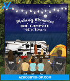 Personalized cat, dog & owners camping blanket gift idea for the whole family - Parents, 3 Kids & 3 Pets night beach camping quilt
