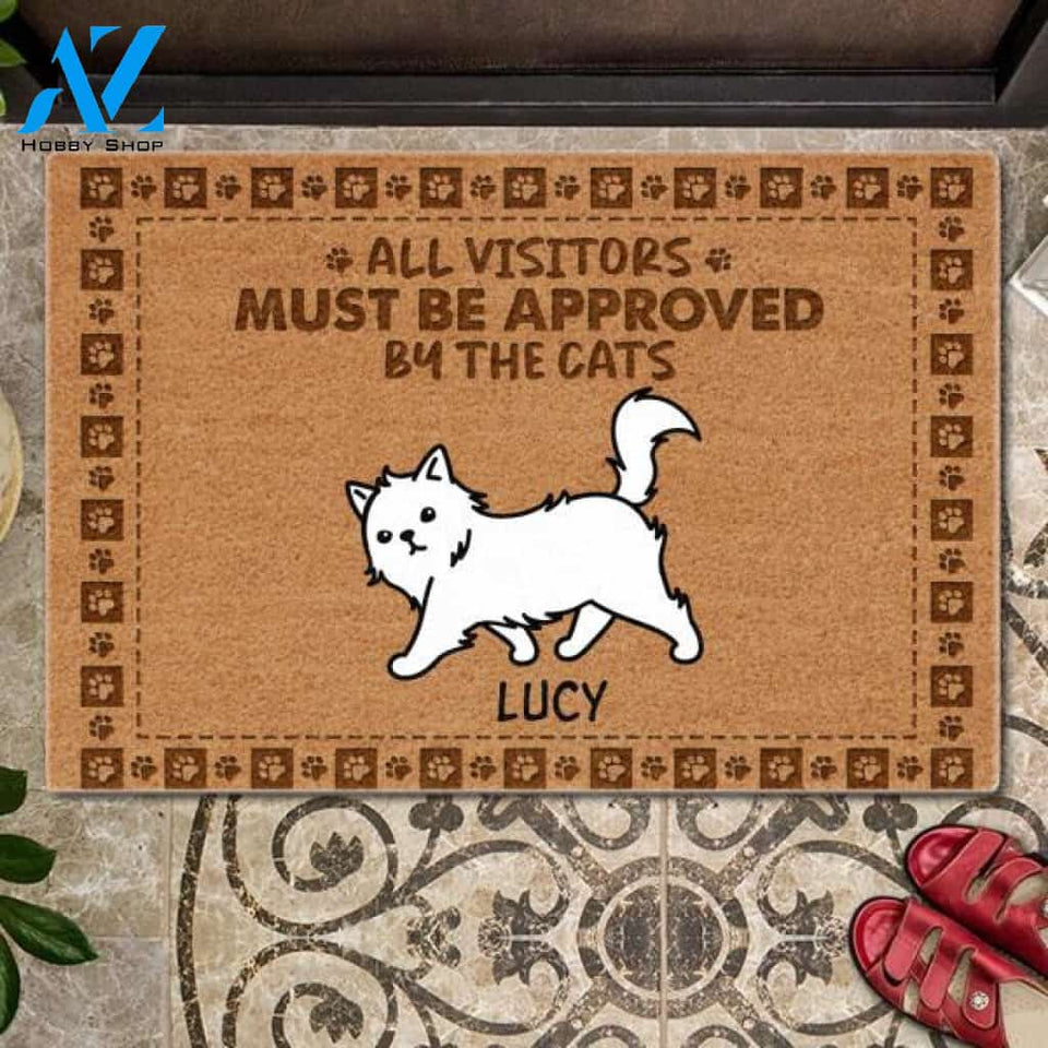 Personalized Cat Doormat, All Visitors Must Be Approved By Cats, Personalized Cat Welcome Doormat | Welcome Mat | House Warming Gift