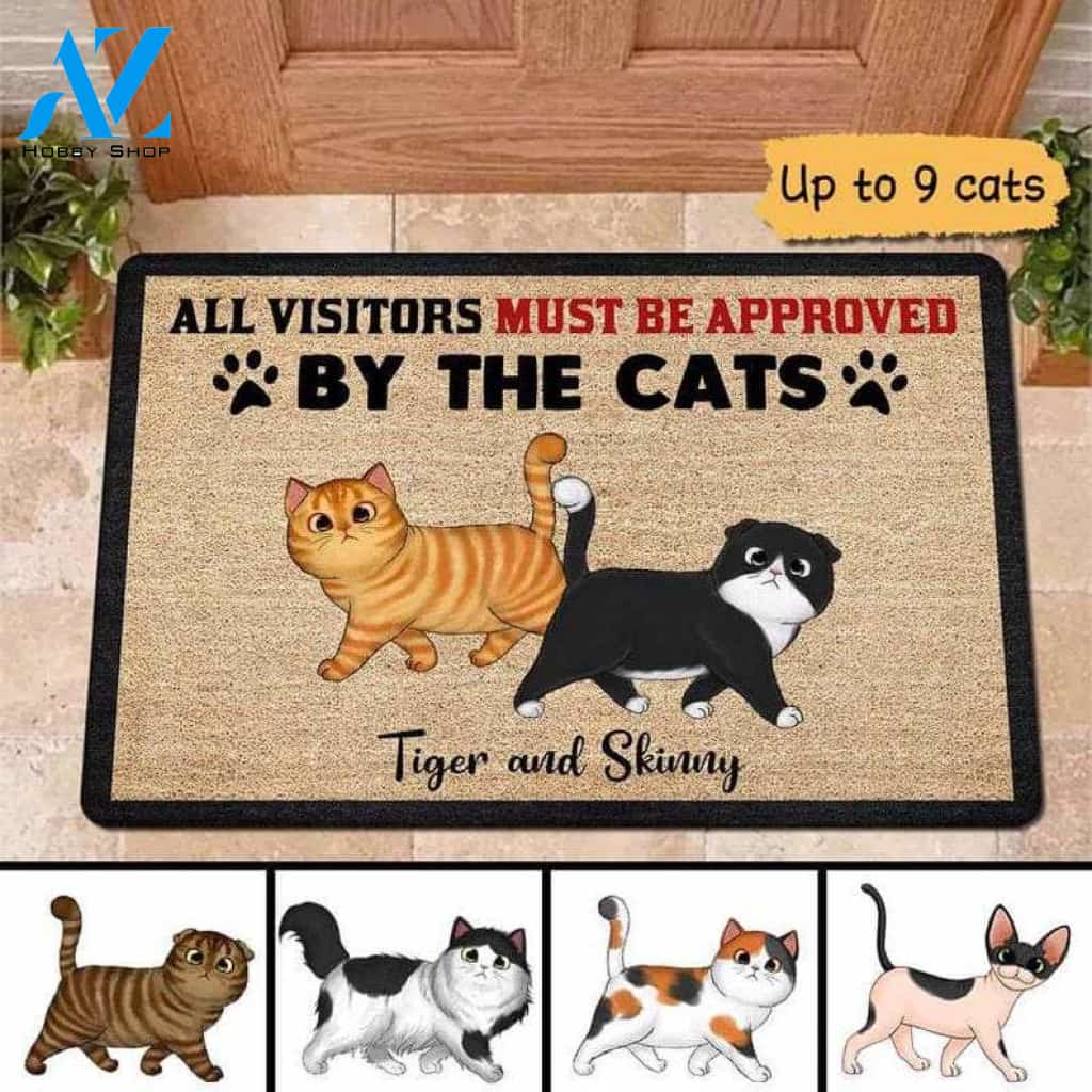 Personalized Cat Doormat , All Visitors Must Be Approved By The Cats Doormat , Cat Lovers Gift , New Home Gifts , Housewarming Gifts