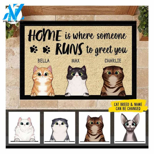 Personalized Cat Doormat, Home is where, Cute Cat Doormat, Custom Cat Doormat, Gift For Cat Lovers, Welcome Home Mat, Funny Doormat, Outdoor