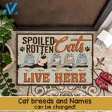 Personalized Cat Doormat, Spoiled Rotten Cats Live Here Doormat, Funny Cat Doormat, Custom Cat Doormat, Gift For Cat Lovers, Welcome Doormat