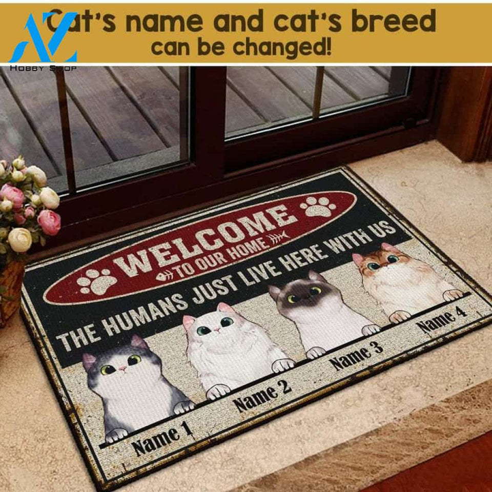 Personalized Cat Doormat, Welcome To Our Home Doormat, Custom Cat Doormat, Cat Welcome Doormat, Welcome Rugs, Cat Lovers Gift, Closing Gift