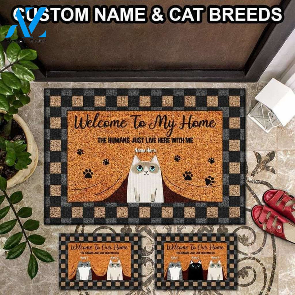 Personalized Cat Doormat, Welcome To Our Home Doormat, Cute Cat Doormat, Custom Cat Doormat, Gift For Cat Lovers, Welcome Mat, Funny Doormat