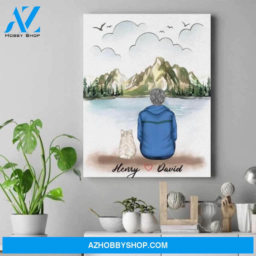 Personalized Cat Love Art - Cat Dad Fathers Day Gifts - Up To 4 Cats