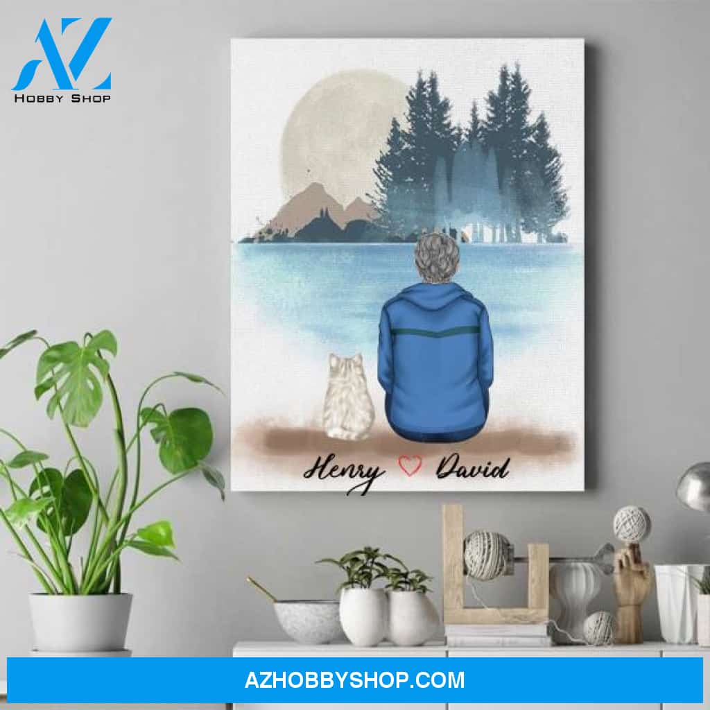 Personalized Cat Lover Canvas - Fathers Day Cat Dad Gift - Up To 4 Cats