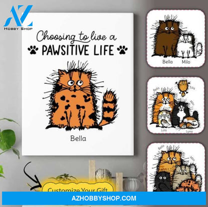 Personalized Cat Print Canvas - Gift Ideas For Cat Lovers - Up To 7 Cats