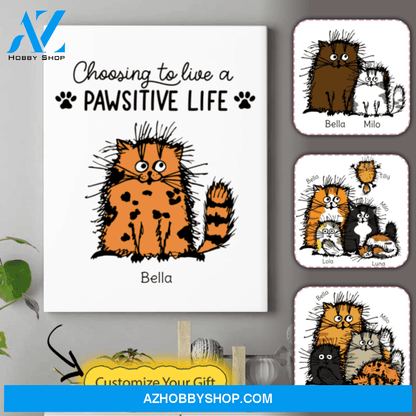 Personalized Cat Print Canvas - Gift Ideas For Cat Lovers - Up To 7 Cats