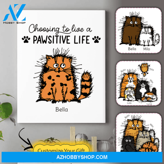 Personalized Cat Print Canvas - Gift Ideas For Cat Lovers - Up To 7 Cats