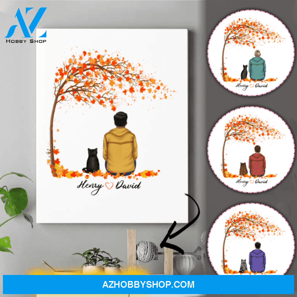 Personalized Cats Dad Canvas - Gifts For Cat Owners - Up To 4 Cats