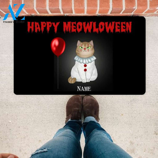 Personalized Cats Happy Meowloween Halloween Doormat, Custom Up To 3 Cats