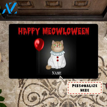 Personalized Cats Happy Meowloween Halloween Doormat, Custom Up To 3 Cats