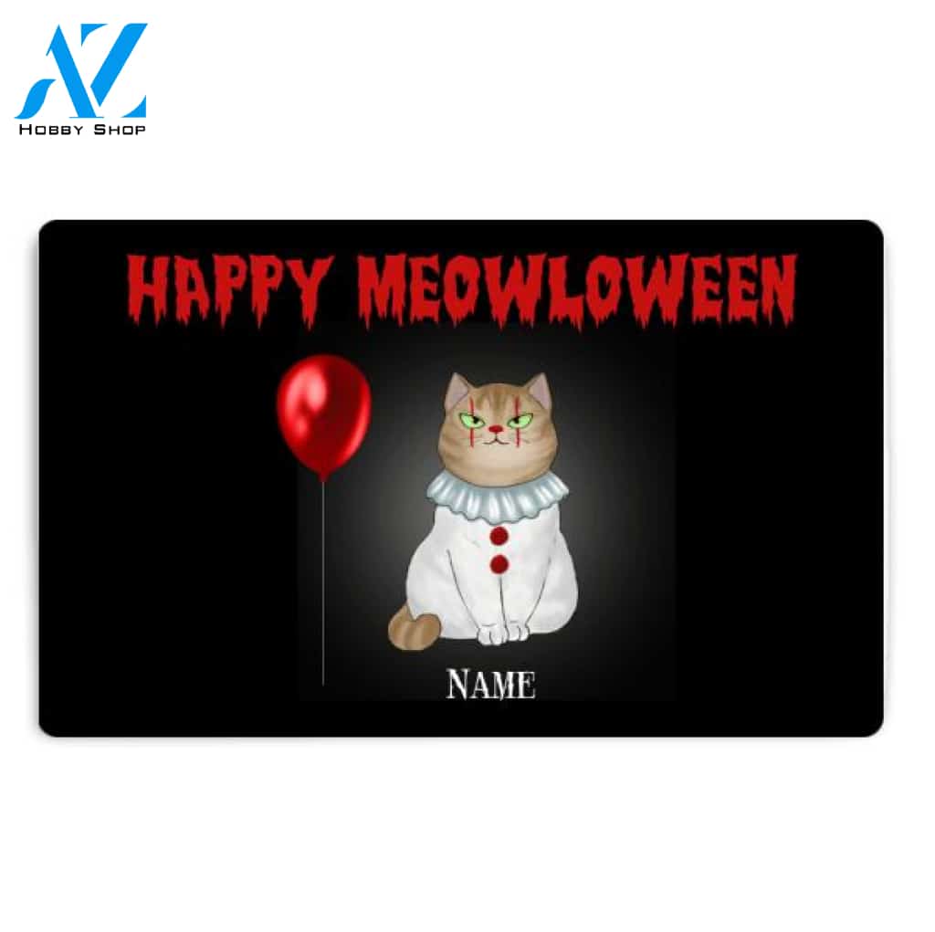 Personalized Cats Happy Meowloween Halloween Doormat, Custom Up To 3 Cats
